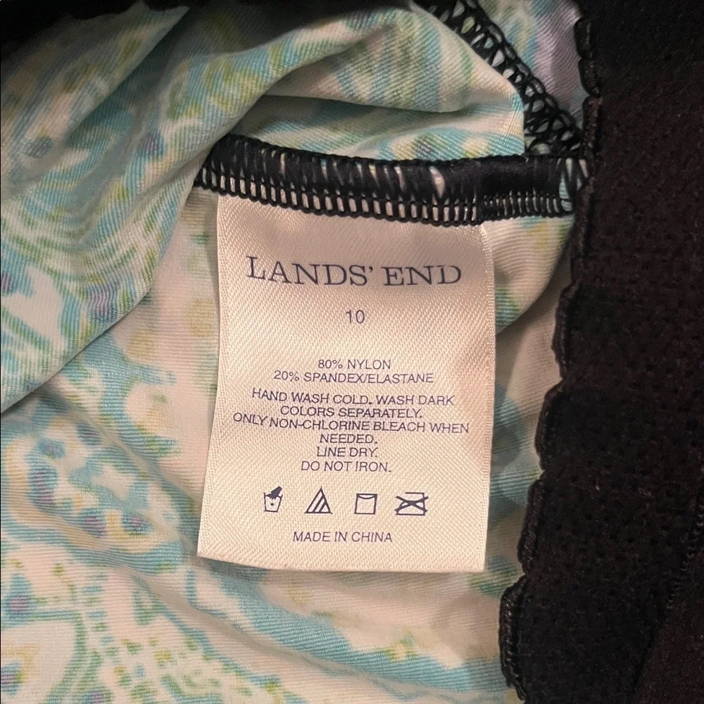 Lands End Paisley Tankini Swim Dress - Green and Black Size 10